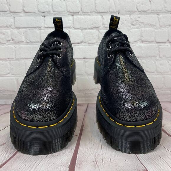 Dr. Martens 1461 Quad Faux Fur Lined Metallic Platform Derby Shoes Women's Sz 7 - Picture 6 of 11